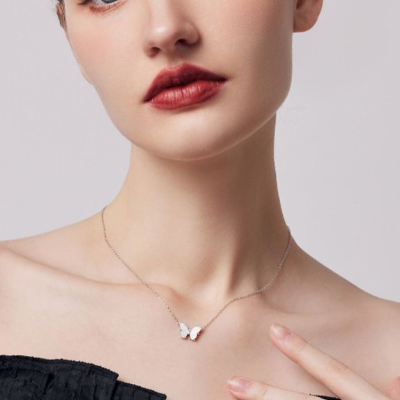 LELC S999 Sterling Silver Butterfly Necklace - Picture 6 of 11